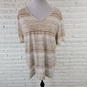 Coral Bay Womens Top 1X Plus Tee Short Sleeve Cotton Blend Beige STR121XE